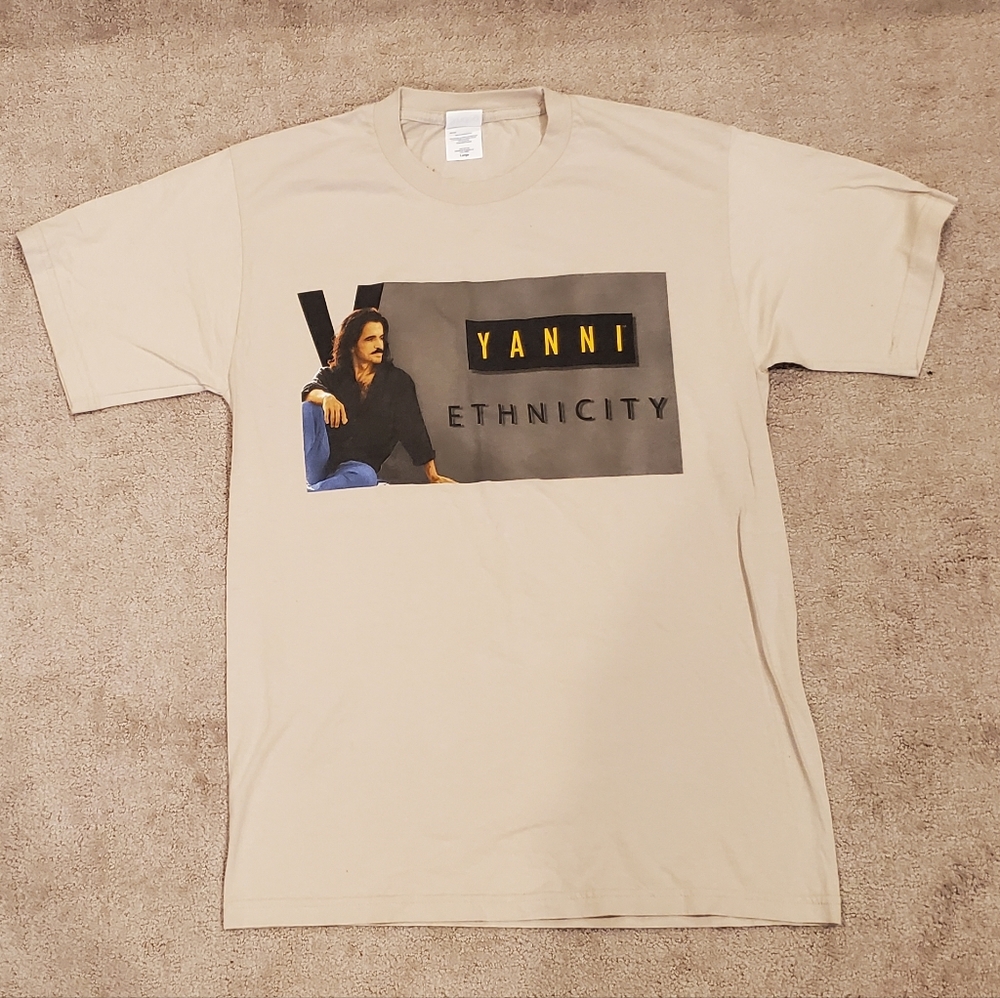 Sundog 100% Cotton Tan Yanni Ethnicity Tour Shirt Size Large SIGNED BY BAND